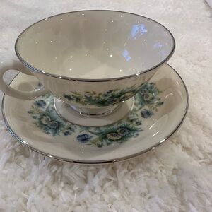VERY RARE! VINTAGE LENOX CHINA MERRIVALE PATTERN FOOTED CUP & SAUCER